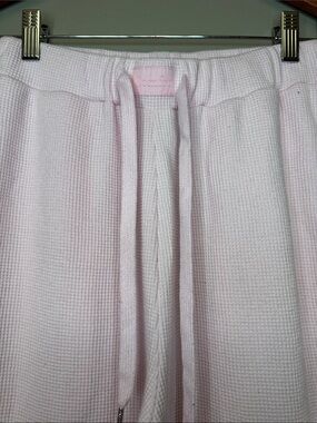 Comfrt Women's Wide Leg Waffle Knit Pants — Pale Pink